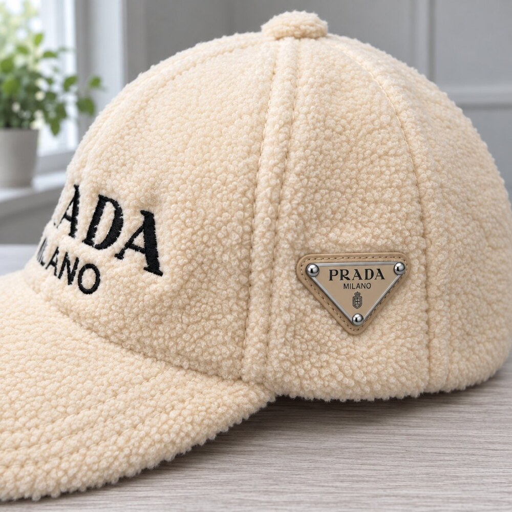 Prada Ivory Textured Logo Baseball Cap - Picture 4 of 6